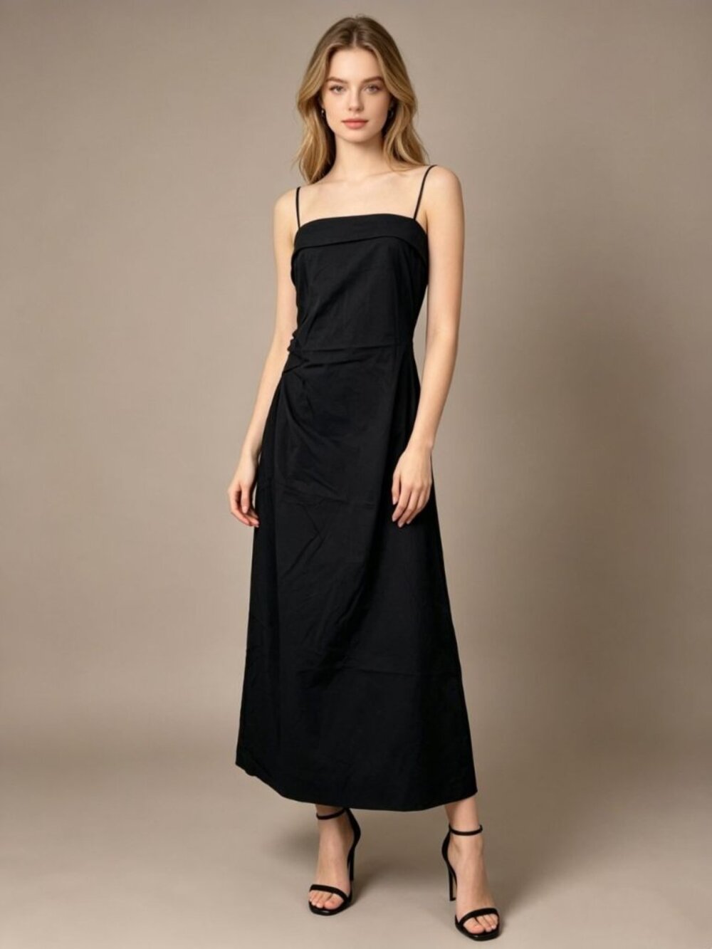 NWOT Farm Rio Cotton Sleeveless Black Midi Dress Size S
